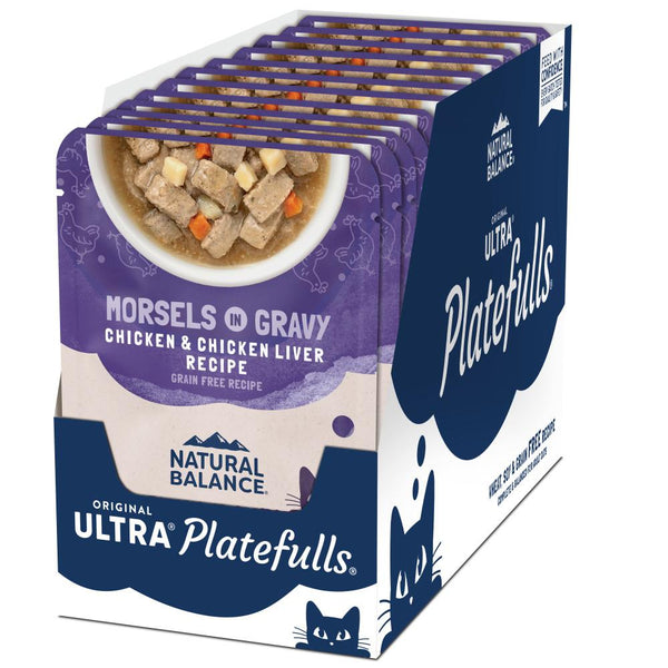 Natural Balance Original Ultra Platefulls Chicken & Chicken Liver Recipe Morsels in Gravy Wet Cat Food Pouches