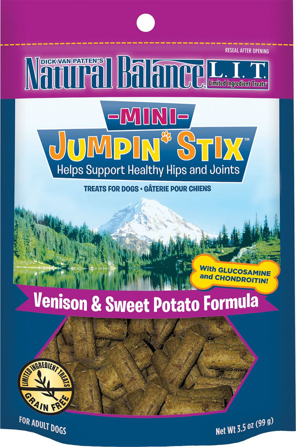 Natural Balance L.I.T. Limited Ingredient Treats Mini Jumpin' Stix Venison & Sweet Potato Formula Dog Treats, 3.5-oz