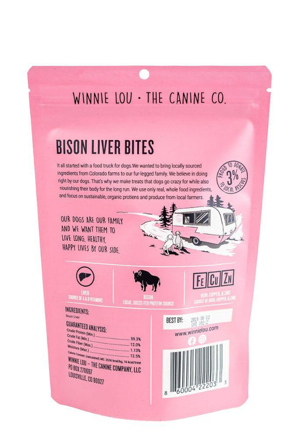 Winnie Lou The Canine Co. Friandises Bouchées de foie de bison pour chiens
