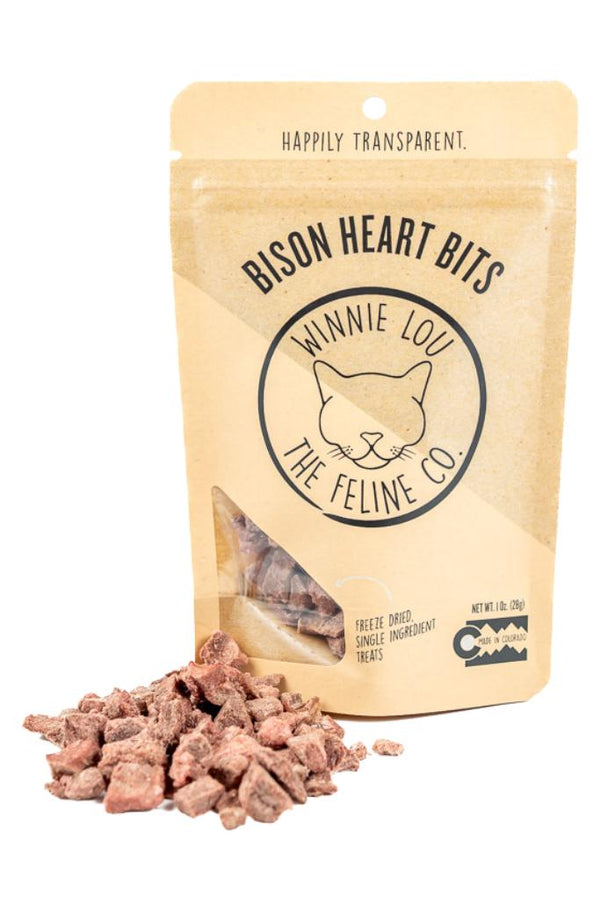 Winnie Lou The Feline Co. Friandises lyophilisées Bouchées de cœur de bison pour chats