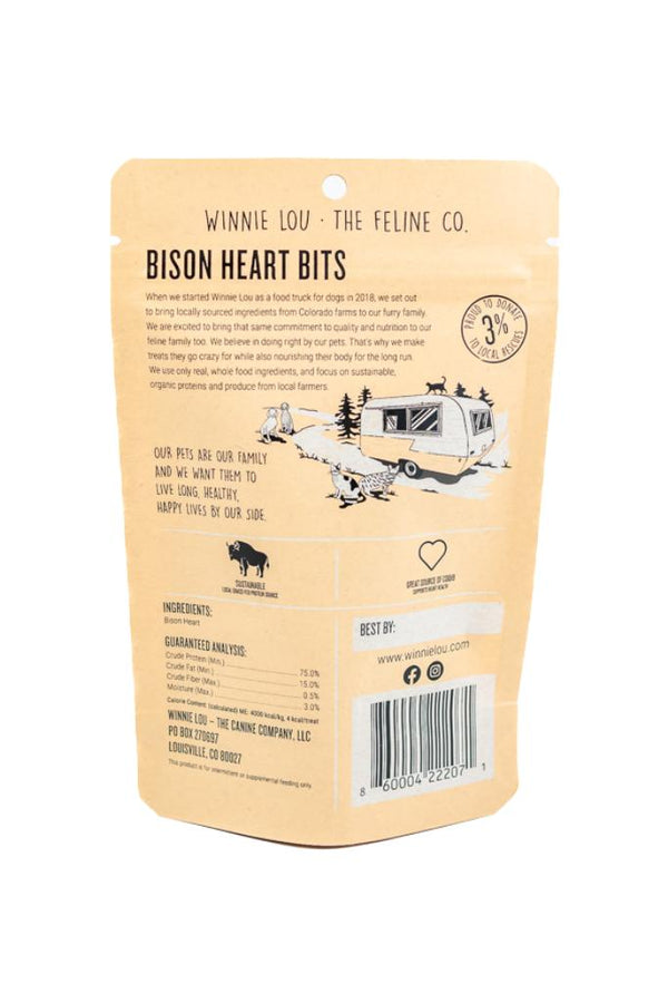 Winnie Lou The Feline Co. Friandises lyophilisées Bouchées de cœur de bison pour chats