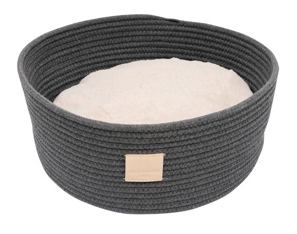 FuzzYard Life Rope Basket Bed for Cats & Small Dogs, Slate Grey