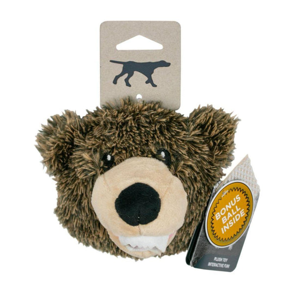 Tall Tails Grizzly Head 2-in-1 Fetch Ball Dog Toy