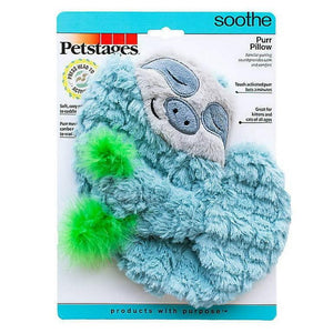 Petstages Purr Pillow Snoozin' Sloth Plush Cat Toy, Green