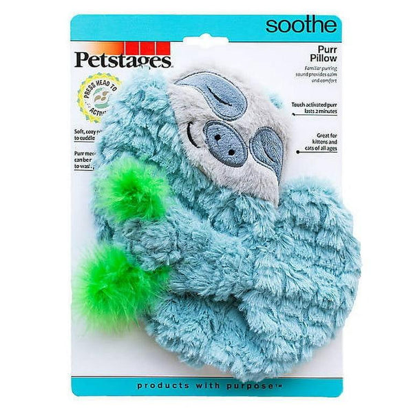 Petstages Purr Pillow Snoozin' Sloth Plush Cat Toy, Green