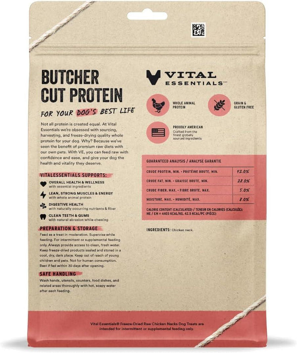 Vital Essentials Friandises crues lyophilisées cous de poulet pour chiens