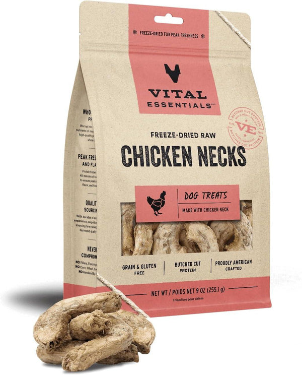 Vital Essentials Friandises crues lyophilisées cous de poulet pour chiens