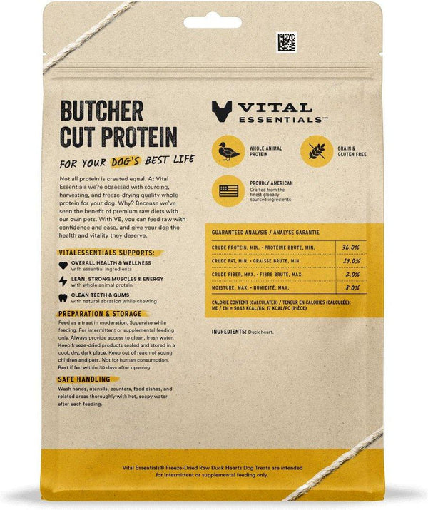 Vital Essentials Duck Hearts Freeze-Dried Raw Dog Treats