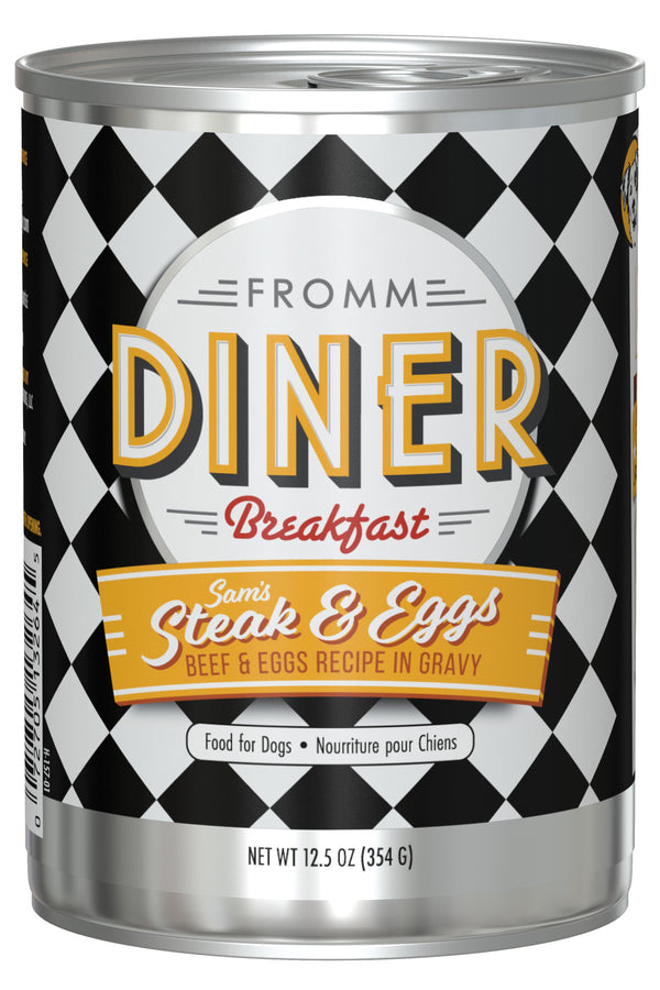 Fromm Diner Breakfast Sam's Steak & Eggs Boeuf et œufs en sauce pâtée humide pour chiens
