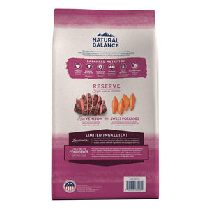 Natural Balance Réserve à ingrédients limités Recette Patate douce et Venaison Sans céréales Croquettes pour chien