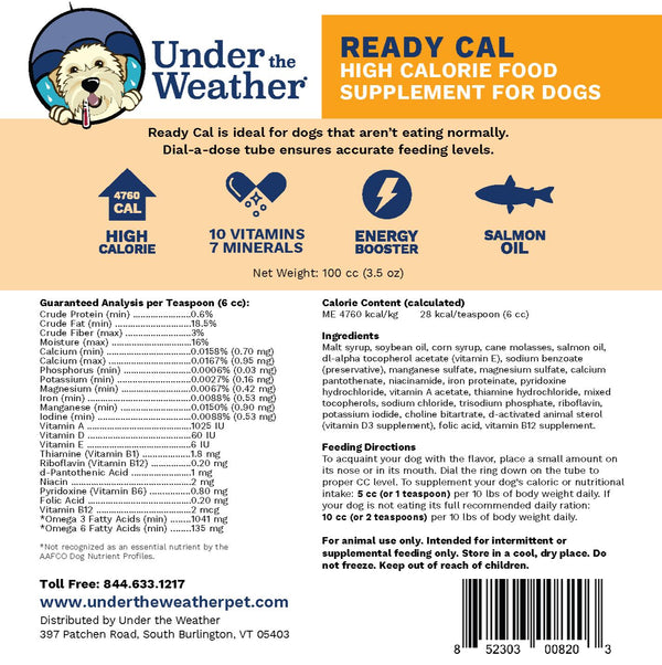Under the Weather Ready Cal Supplément Hypercalorique pour Chiens