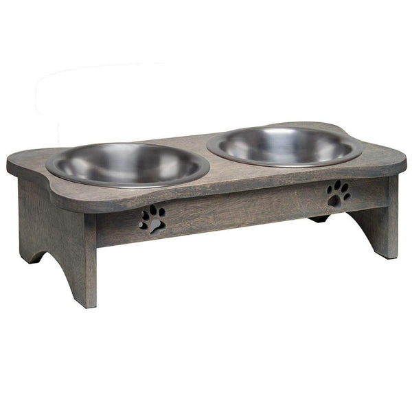Loving Pets Black Label Wooden Modern Pet Diner, Grey