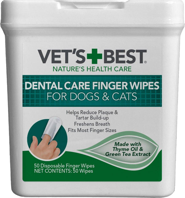 Vet's Best Dental Care Finger Wipes for Dogs & Cats