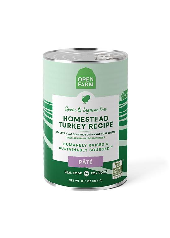 Open Farm Pate Homestead Turkey Recipe Grain-Free Wet Dog Food Can