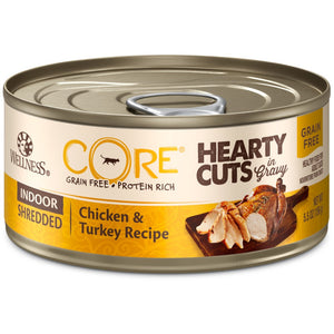 Wellness CORE Hearty Cuts in Gravy Indoor Shredded Chicken & Turkey Grain-Free Wet Cat Food Cans