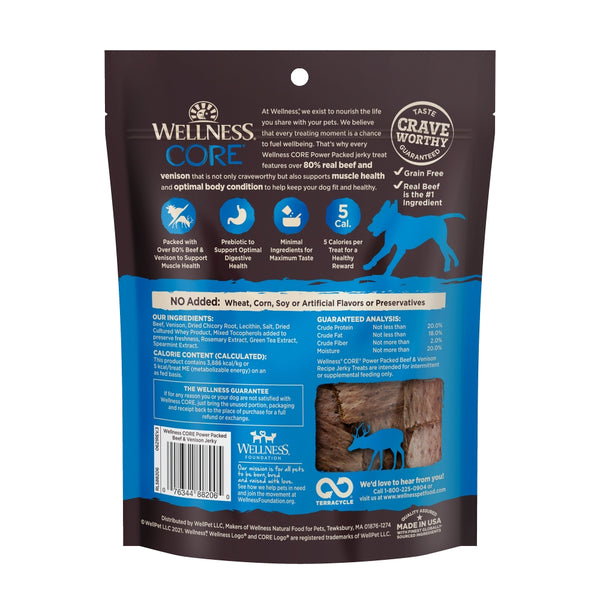 Wellness CORE Friandises pour chien au jerky de venaison sans céréales, 4 oz