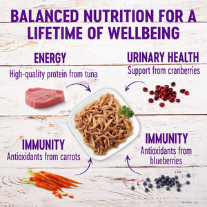 Wellness Healthy Indulgence Shreds with Skipjack Tuna & Shrimp in Light Sauce Grain-Free Wet Cat Food Pouches