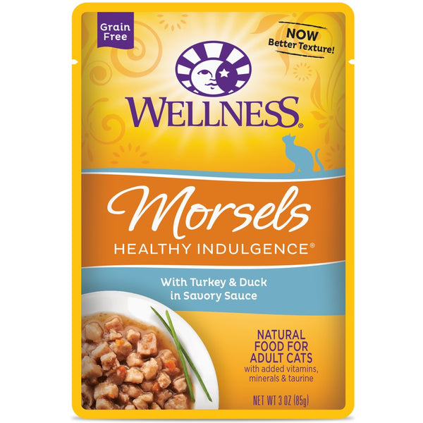 Wellness Healthy Indulgence Morsels with Turkey & Duck in Savory Sauce Grain-Free Wet Cat Food Pouches