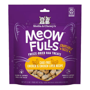 Stella & Chewy's Meowfulls Friandises lyophilisées au poulet et foie de poulet pour chat