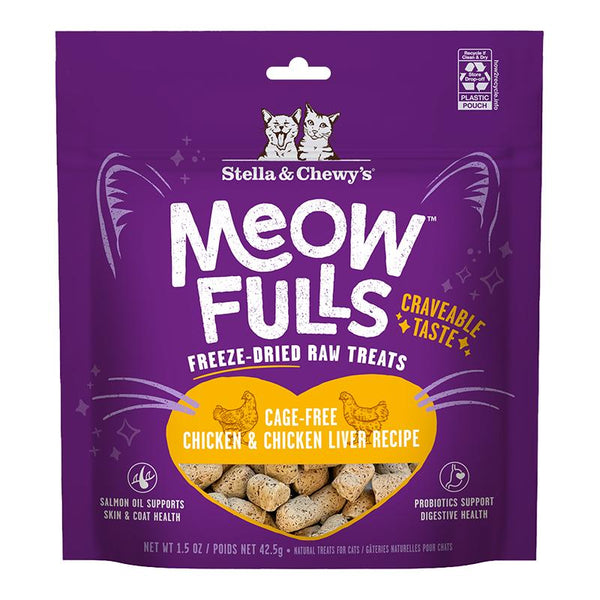 Stella & Chewy's Meowfulls Friandises lyophilisées au poulet et foie de poulet pour chat