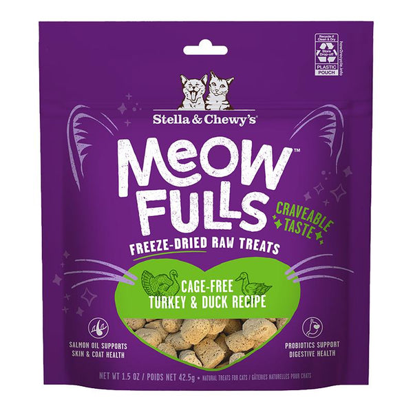 Stella & Chewy's Meowfulls Friandises lyophilisées à la dinde et au canard pour chat