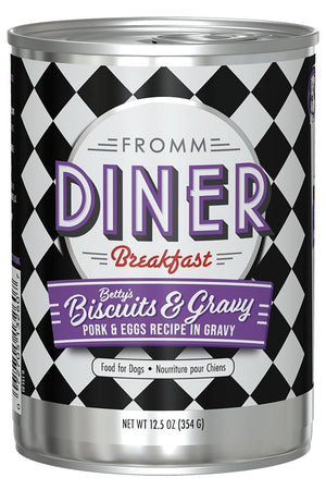 Fromm Diner Breakfast Betty's Biscuits & Gravy Pork & Eggs in Gravy Wet Dog Food Can