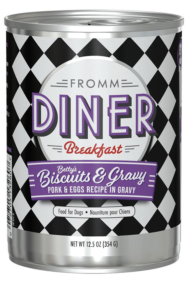 Fromm Diner Breakfast Betty's Biscuits & Gravy Pork & Eggs in Gravy Wet Dog Food Can