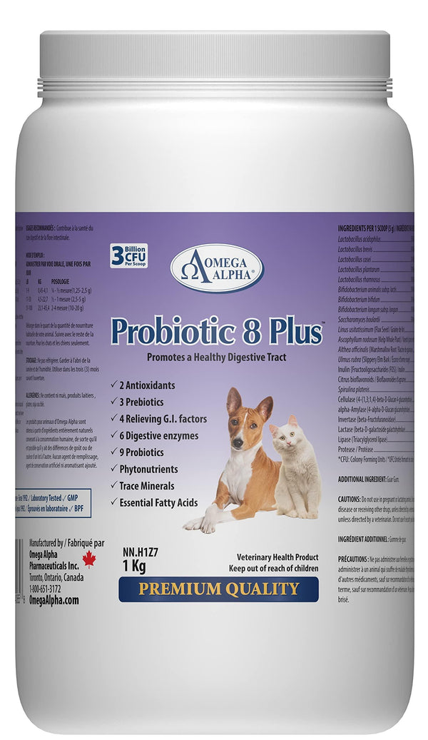 Omega Alpha Probiotic 8 Plus Premium Quality Dog & Cat Supplement