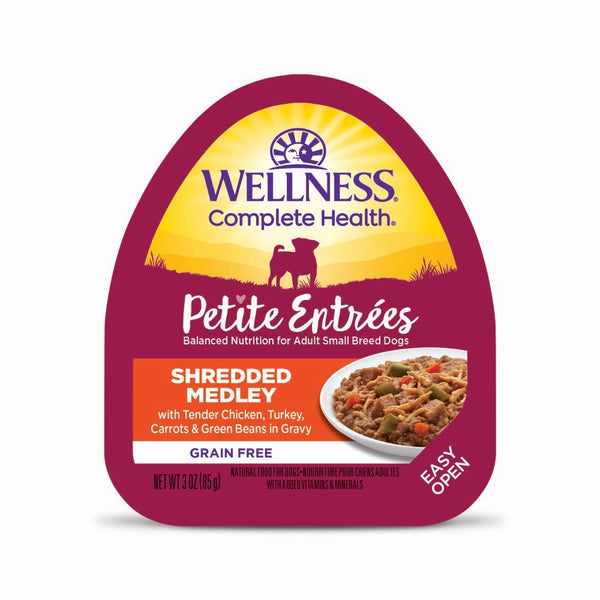 Wellness Petite Entrees Shredded Medley with Tender Chicken, Turkey, Carrots & Green Beans Grain-Free Wet Dog Food