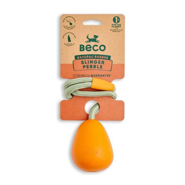 Beco Jouet galet à lancer pour chien, orange