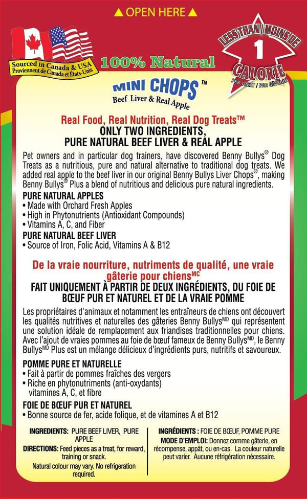 Benny Bully's Smart Pack Mini côtelettes foie de bœuf & pomme pour chien