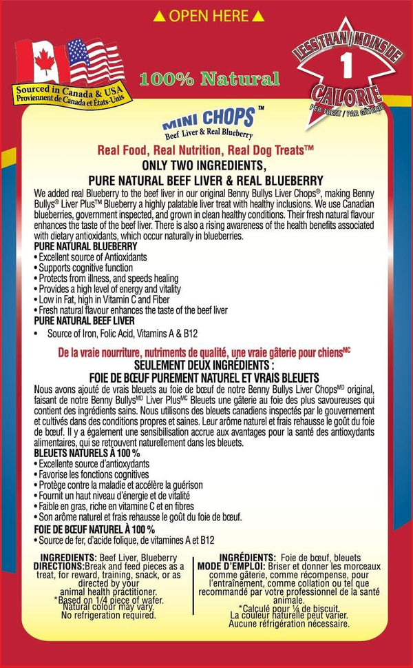 Benny Bully's Smart Pack Mini Chops Beef Liver & Blueberry Dog Treats