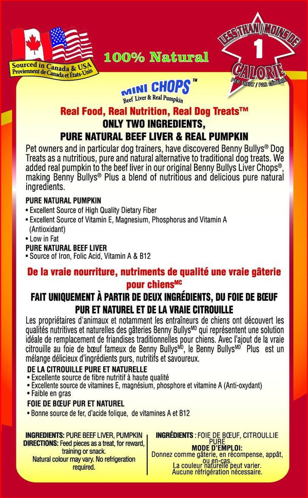 Benny Bully's Smart Pack Mini Chops Beef Liver & Pumpkin Dog Treats
