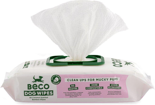 Beco Lingettes pour chiens parfum noix de coco en bambou