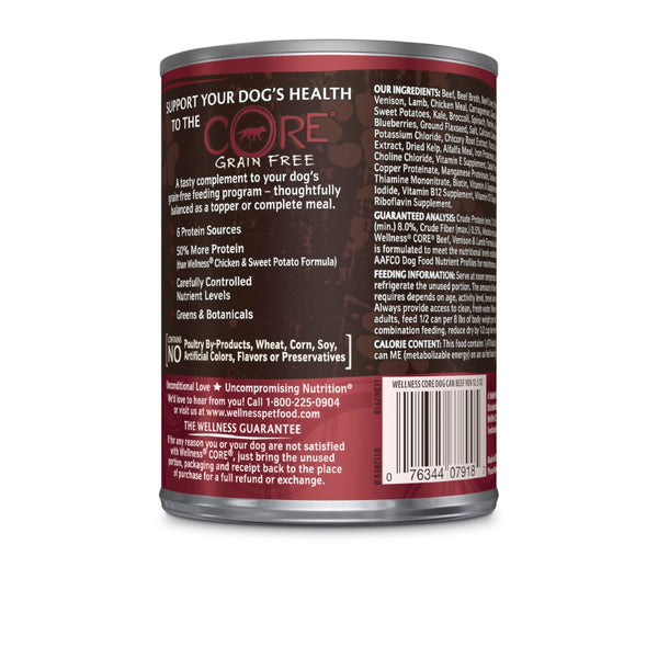 Wellness CORE Pate Grain-Free Beef, Venison & Lamb Formula Wet Dog Food Can