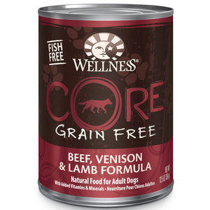 Wellness CORE Pate Grain-Free Beef, Venison & Lamb Formula Wet Dog Food Can