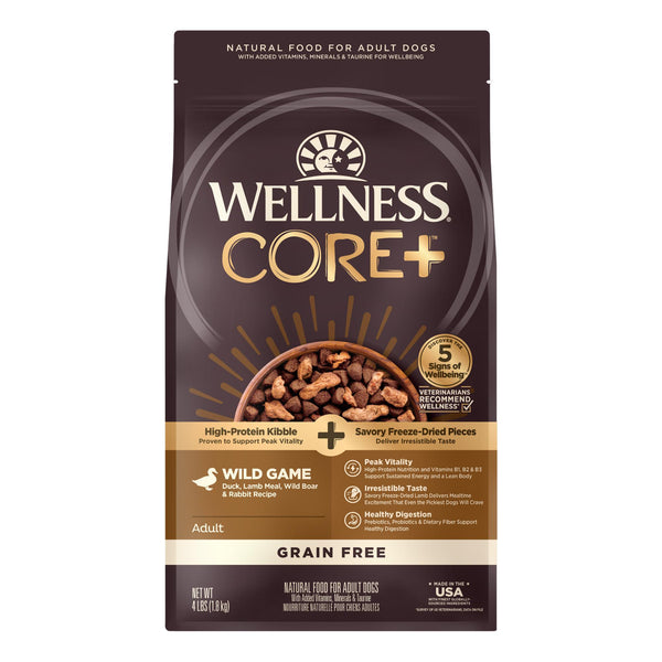 Wellness CORE+ Wild Game Duck, Lamb, Wild Boar & Rabbit Grain-Free Freeze-Dried Pieces Dry Dog Food
