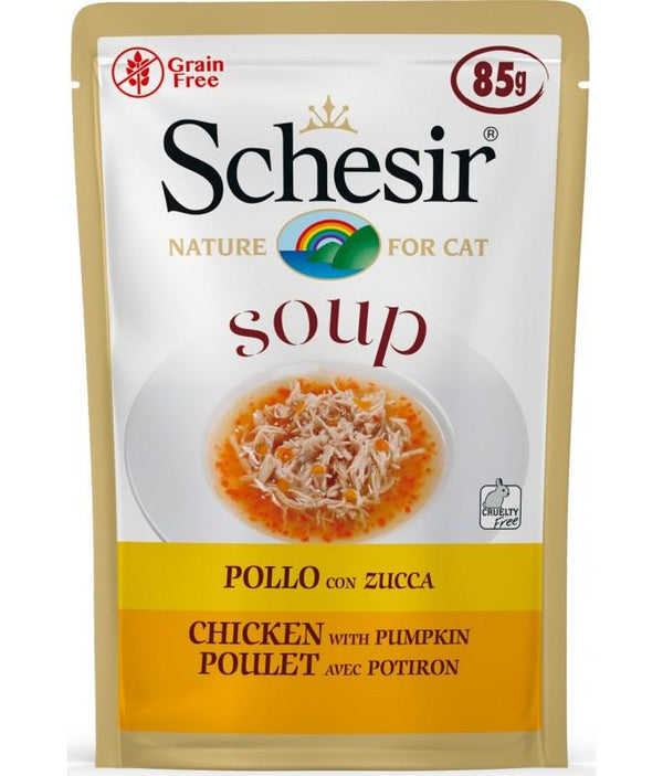 Schesir Soup Chicken & Pumpkin Wet Cat Food Pouch