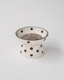 Dexypaws Ceramic Elevated Cat Bowl, White/Black Polka Dot