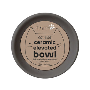 Dexypaws Ceramic Elevated Cat Bowl, Grey