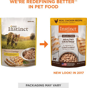 Instinct Healthy Cravings Grain-Free Real Chicken Recipe Wet Cat Food Topper Pouch, 3-oz
