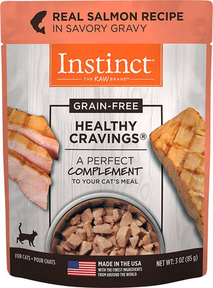 Instinct Healthy Cravings Grain-Free Real Salmon Recipe Wet Cat Food Topper Pouch, 3-oz