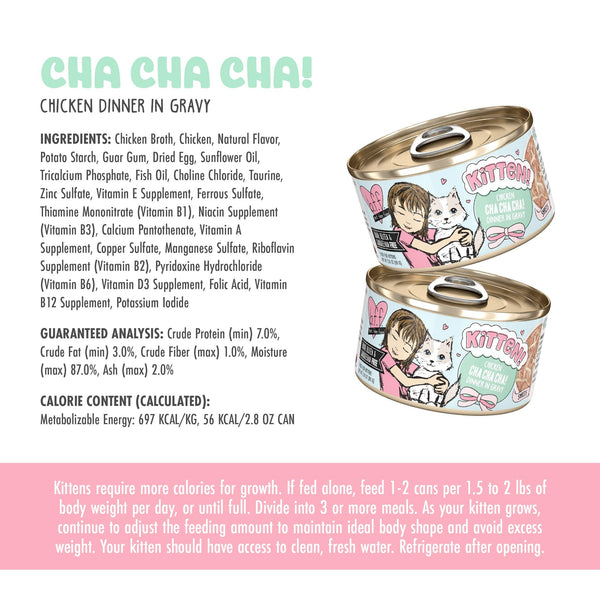 BFF Kitten Chicken Cha Cha Cha! Dinner in Gravy Wet Cat Food Can