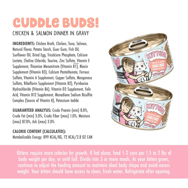 BFF Kitten Chicken & Salmon Cuddle Buds! Dinner in Gravy Wet Cat Food Can