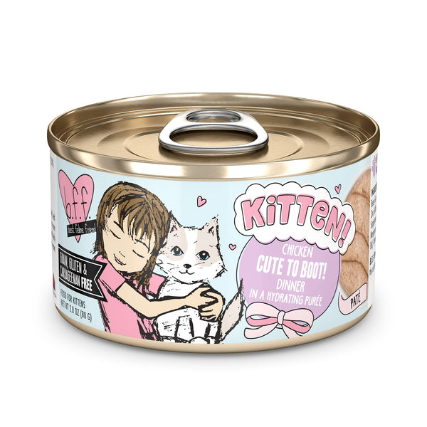 BFF Kitten Chicken Cute To Boot! Dinner in a Hydrating Puree Wet Cat Food Can