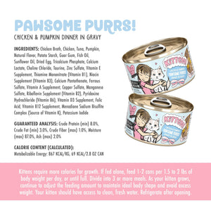 BFF Kitten Chicken & Pumpkin Pawsome Purrs! Dinner in Gravy Wet Cat Food Can