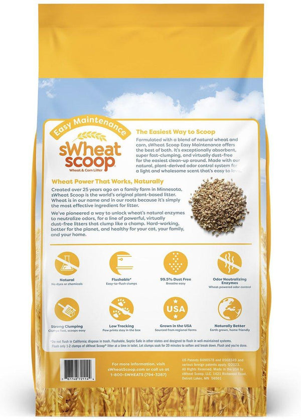 sWheat Scoop Litière agglomérante sans parfum à base de blé et maïs Easy Maintenance
