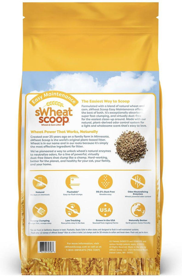 sWheat Scoop Litière agglomérante sans parfum à base de blé et maïs Easy Maintenance