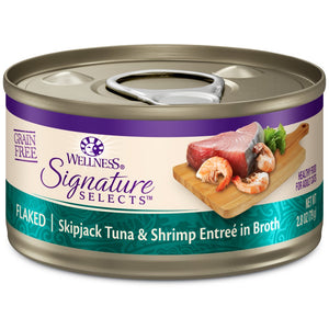 Wellness CORE Signature Selects Flaked Skipjack Tuna & Shrimp Entree in Broth Grain-Free Wet Cat Food Cans