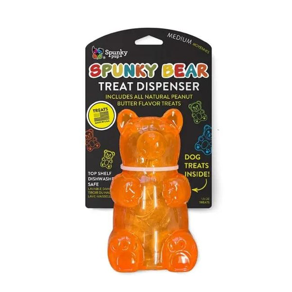Spunky Pup Spunky Bear with Peanut Butter Treat Dispenser Dog Toy